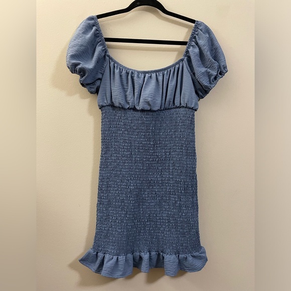 Love Tree Bodycon Smocked Mini Dress in Blue‎ - L - Picture 7 of 9